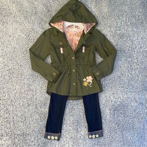 GIRLS SIZE 6X LITTLE LASS OUTFIT JACKET, T SHIRT, JEGGINGS
